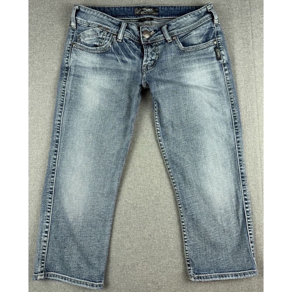 Silver Jeans Co McKenzie Capri W29 Womens Y2K Flap Pocket Blue Denim Jeans